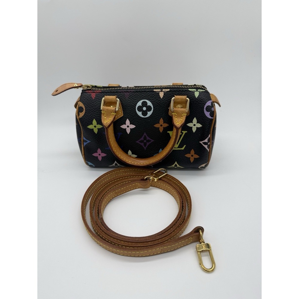 Rare Vintage Louis Vuitton Murakami Multicolor Mini Speedy Black M92644